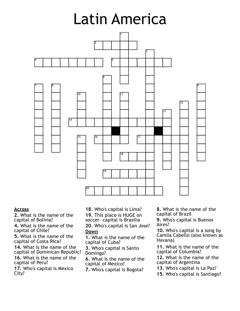 Latin America Crossword