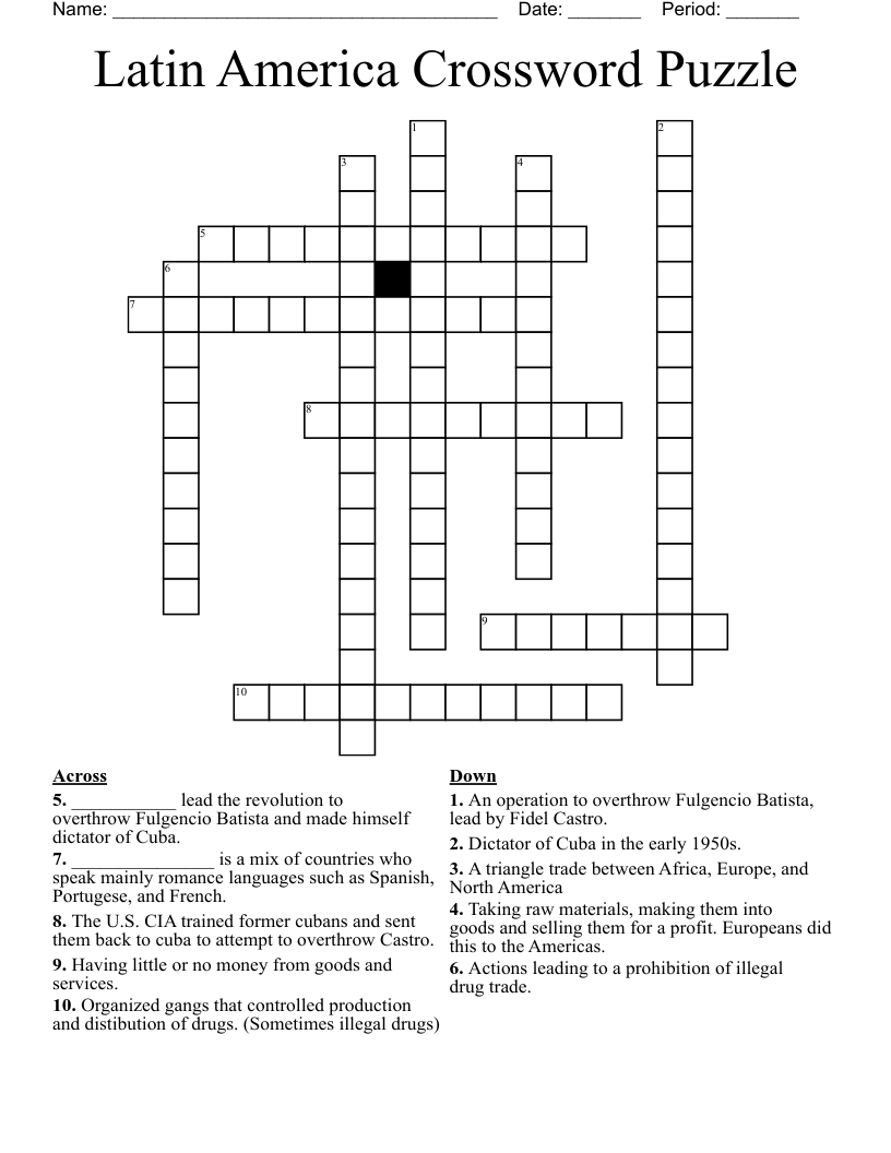 Latin America Crossword Puzzle