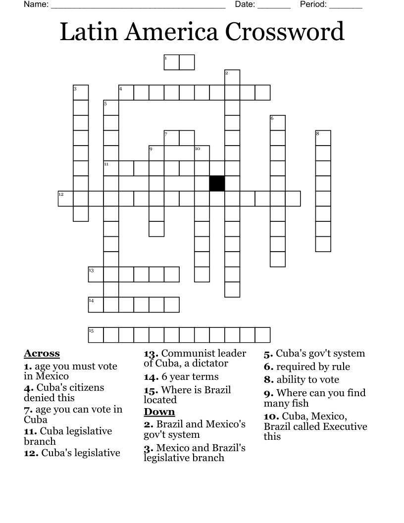 Latin America Crossword 