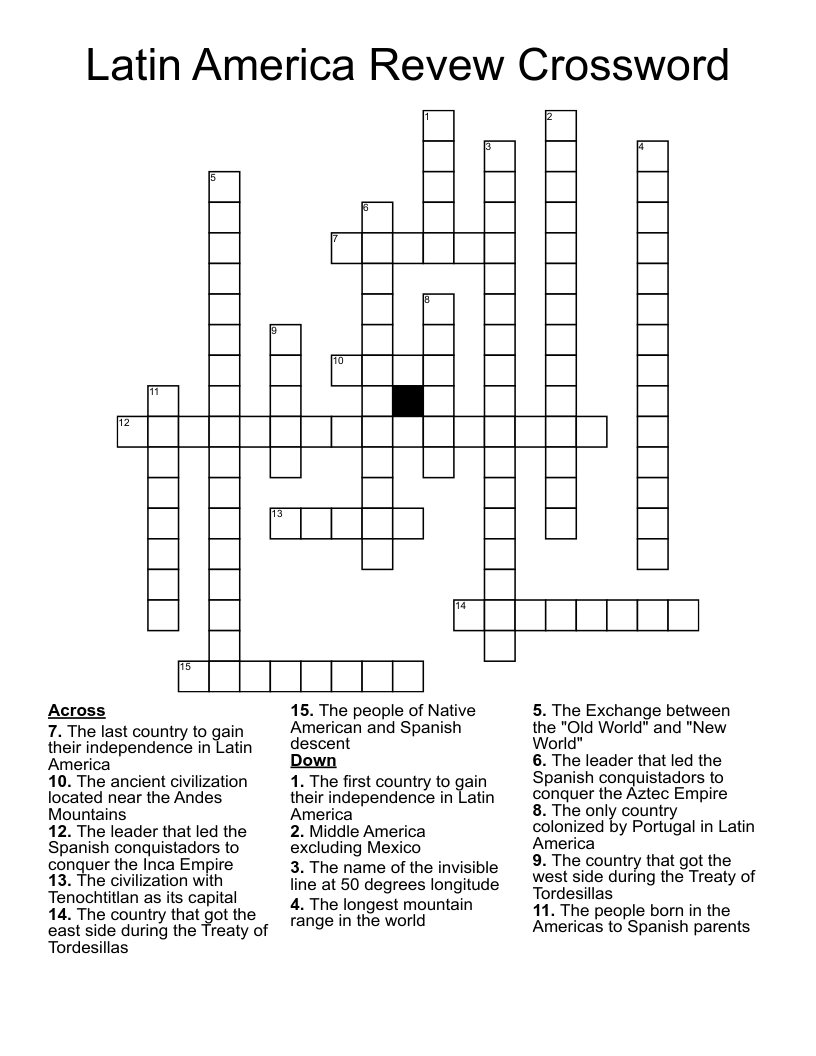 Latin America Revew Crossword