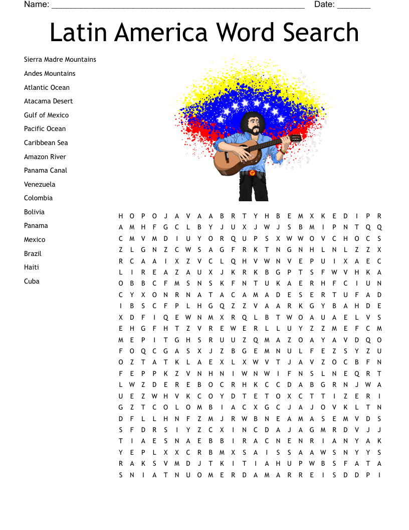 Latin America Word Search