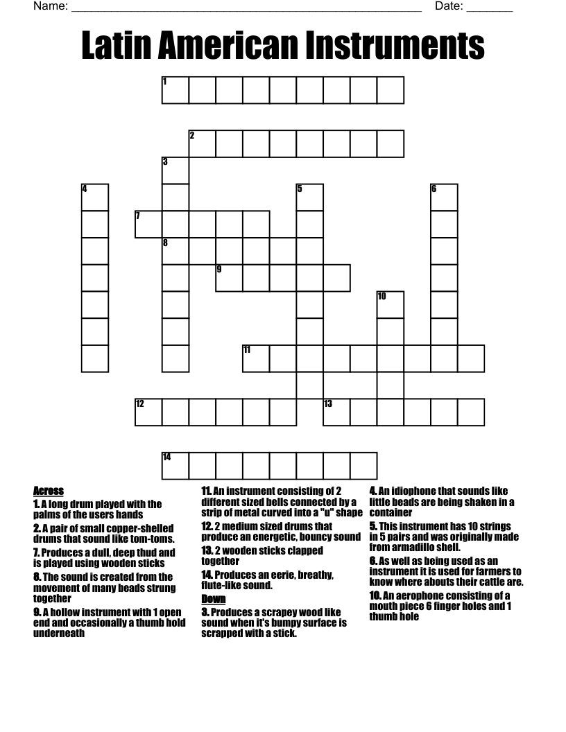 Latin American Instruments Crossword