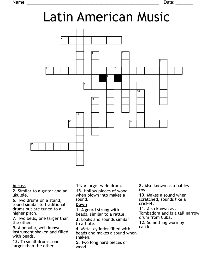 Latin American Music Crossword