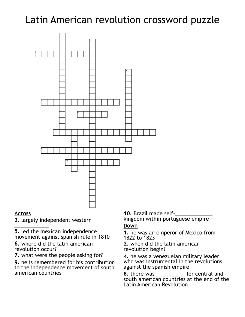 Latin American revolution crossword puzzle