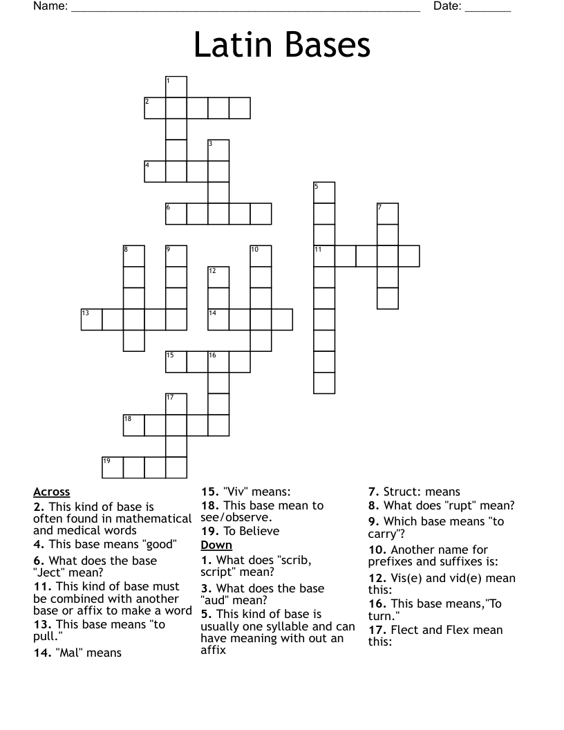 Latin Bases Crossword