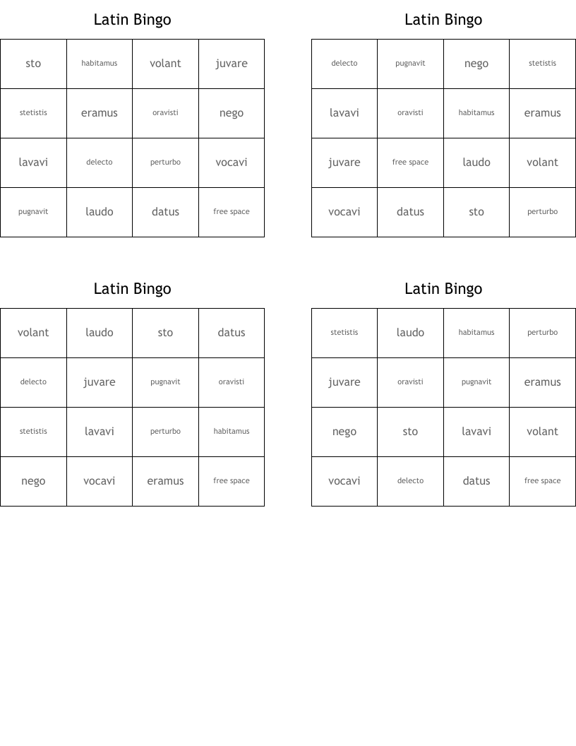 Latin Bingo