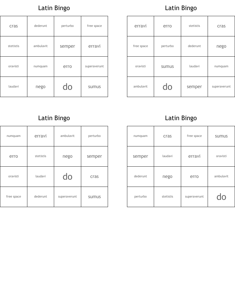 Latin Bingo