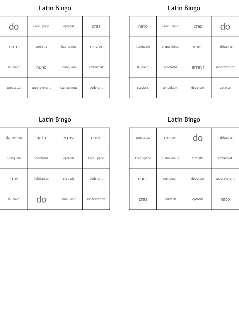 Latin Bingo