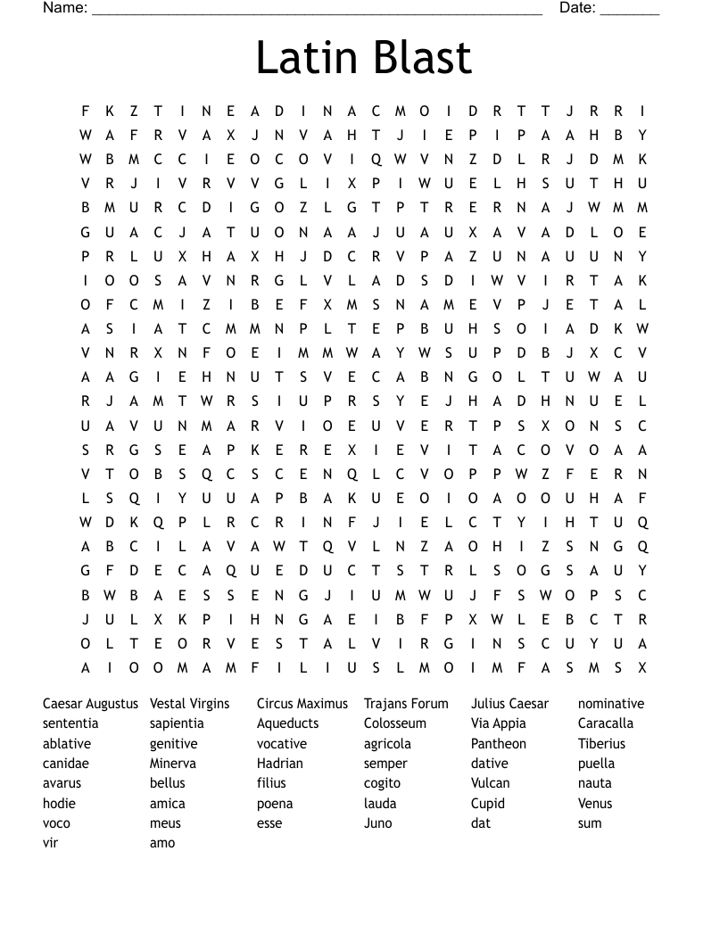 Latin Blast Word Search
