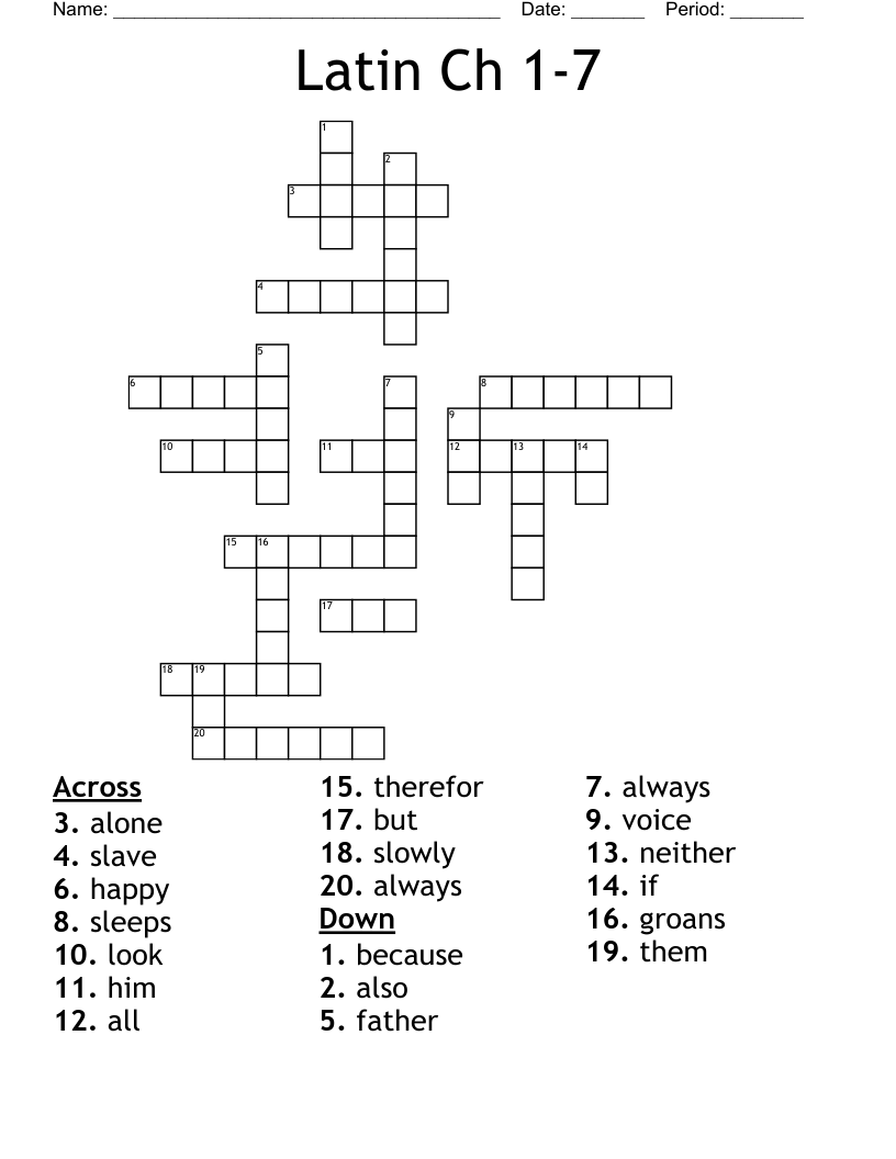 Latin Ch 1-7 Crossword