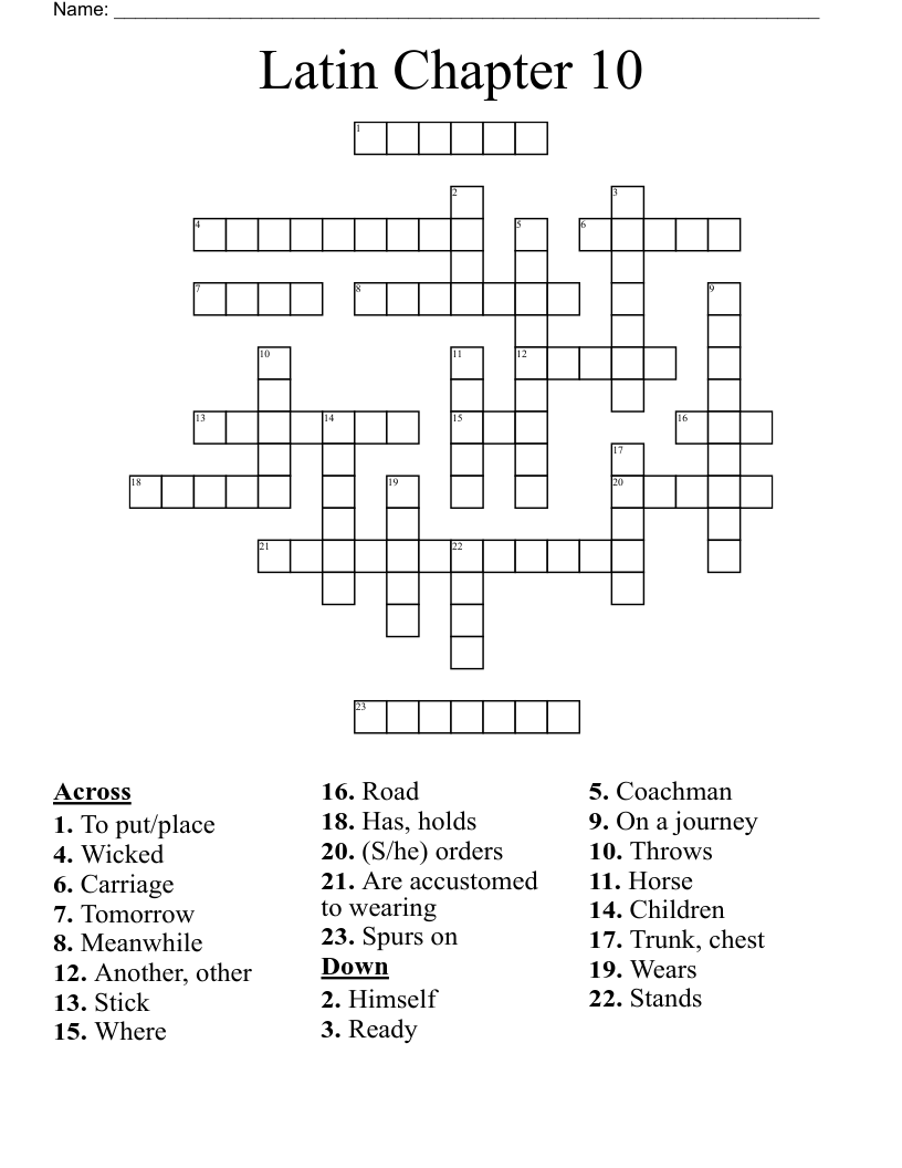 Latin Chapter 10 Crossword