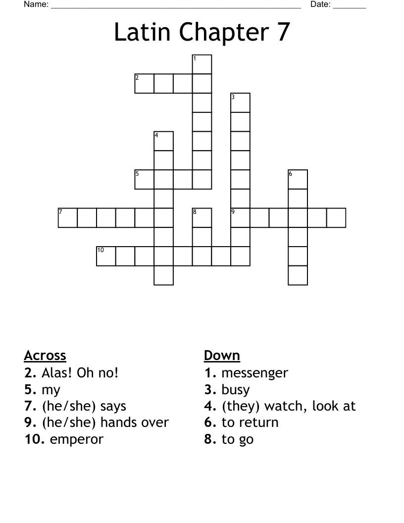Latin Chapter 7  Crossword