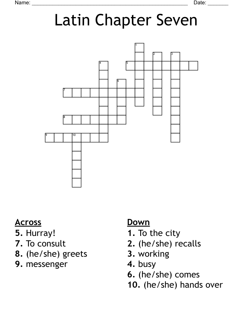 Latin Chapter Seven Crossword
