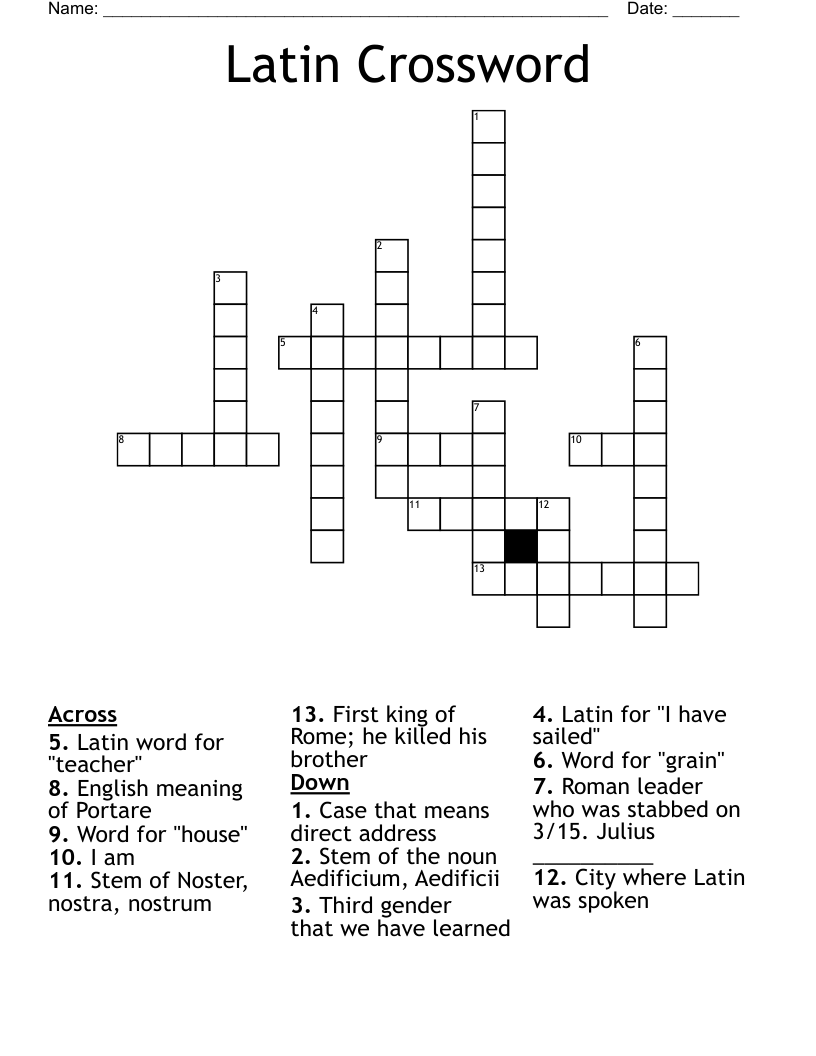 Latin Crossword