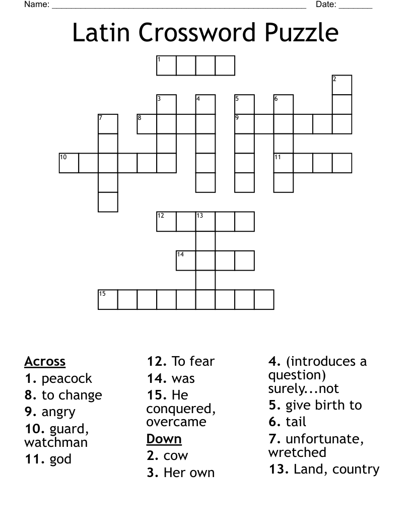 Latin Crossword Puzzle