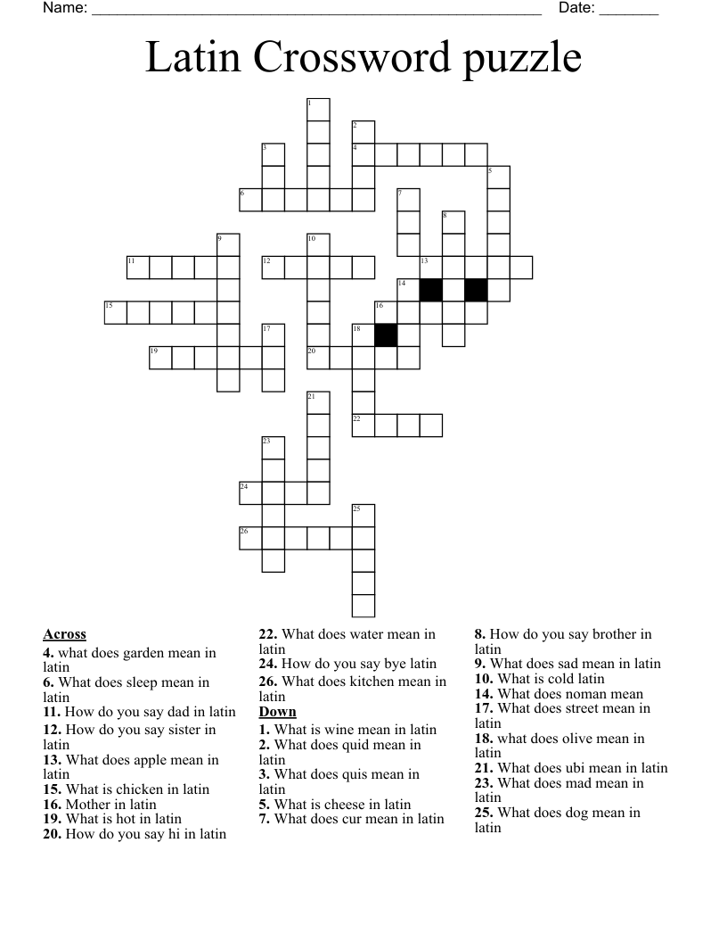 Latin Crossword puzzle