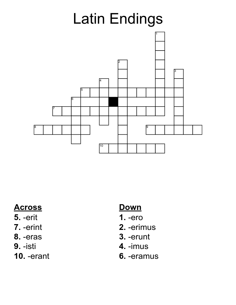 Latin Endings Crossword