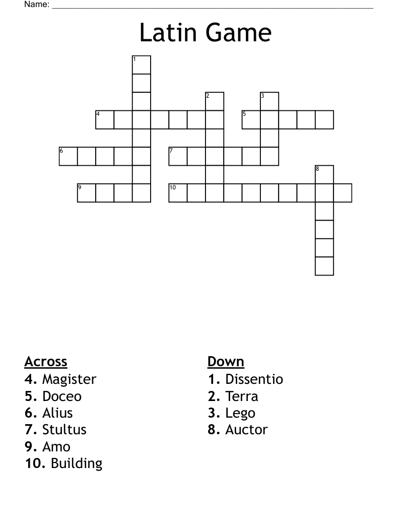 Latin Game Crossword