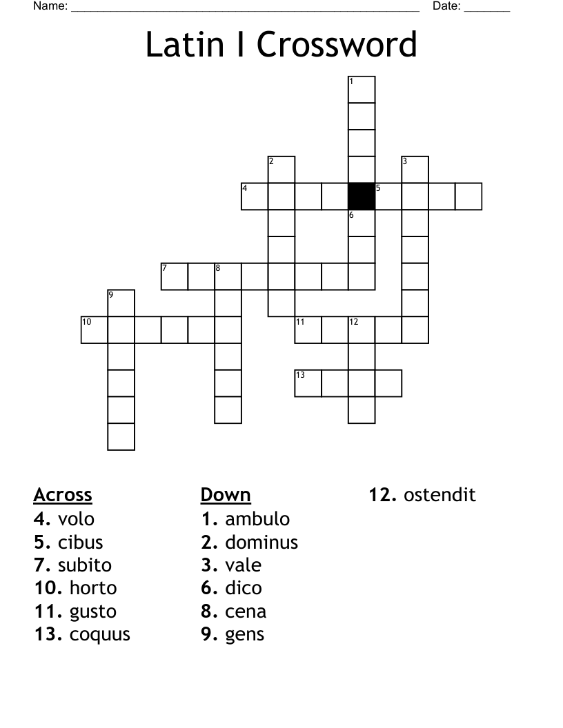 Latin I Crossword