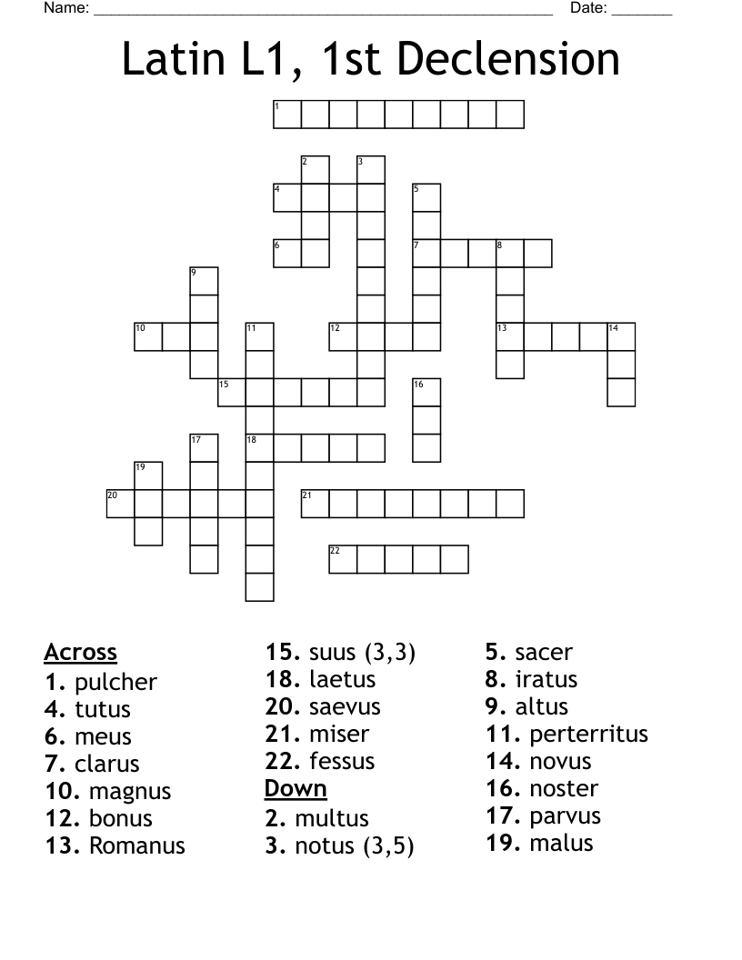 Latin L1, 1st Declension  Crossword