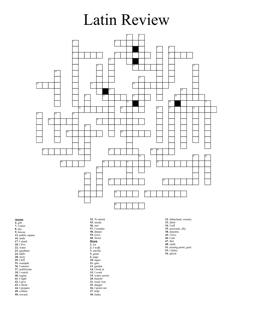 Latin Review Crossword