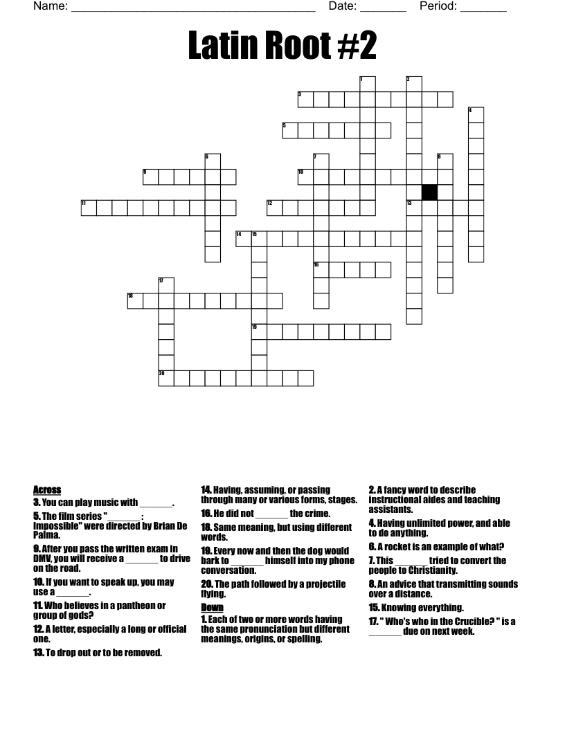 Latin Root #2 Crossword