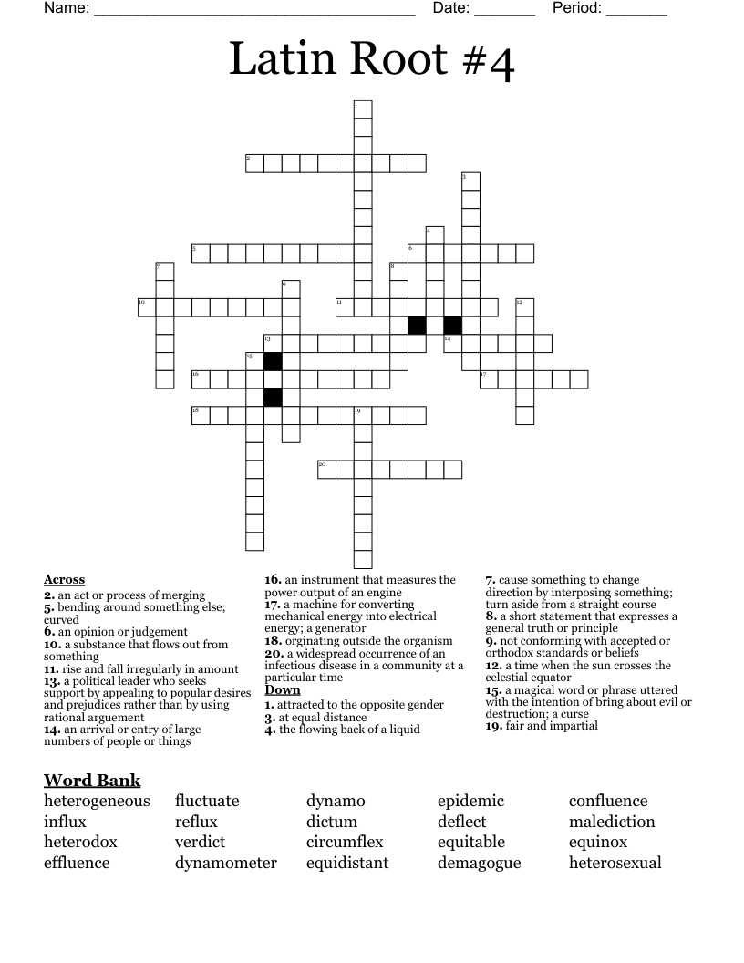 Latin Root #4  Crossword