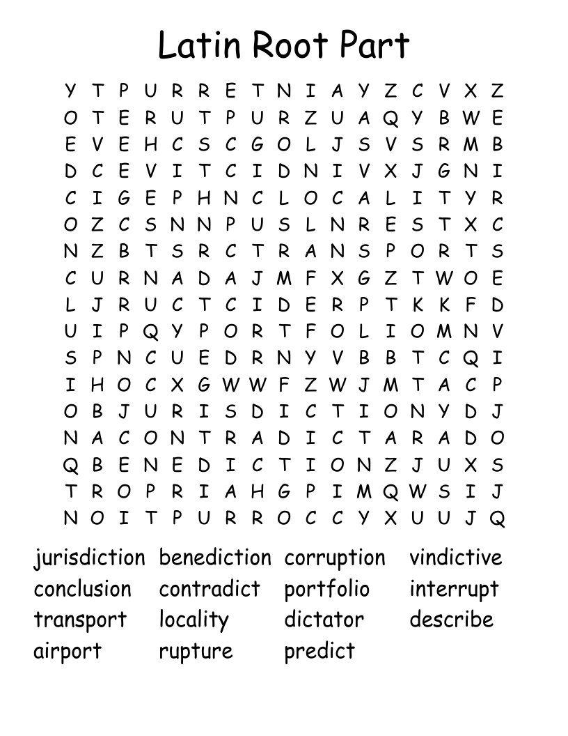 Latin Root Part Word Search