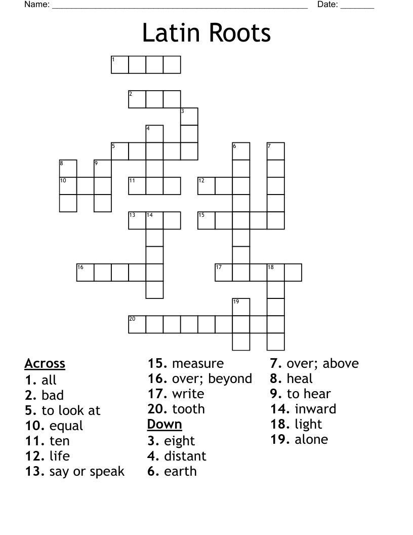Latin Roots Crossword