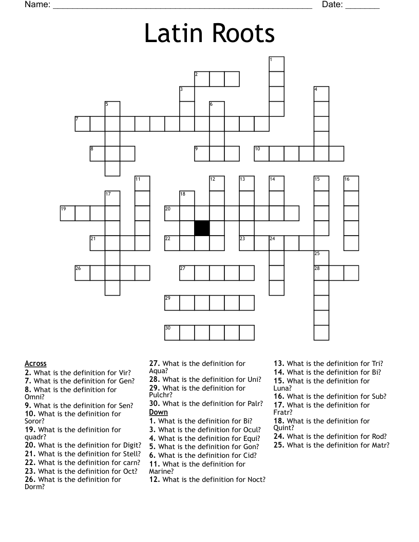 Latin Roots Crossword