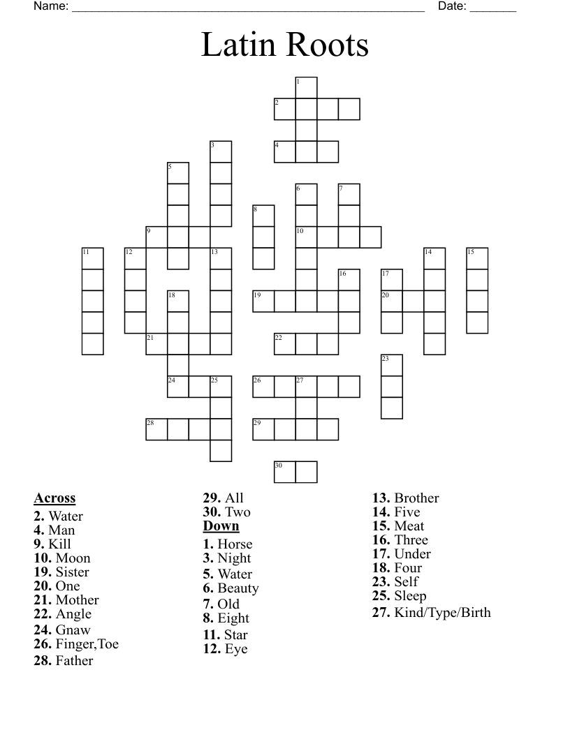 Latin Roots Crossword