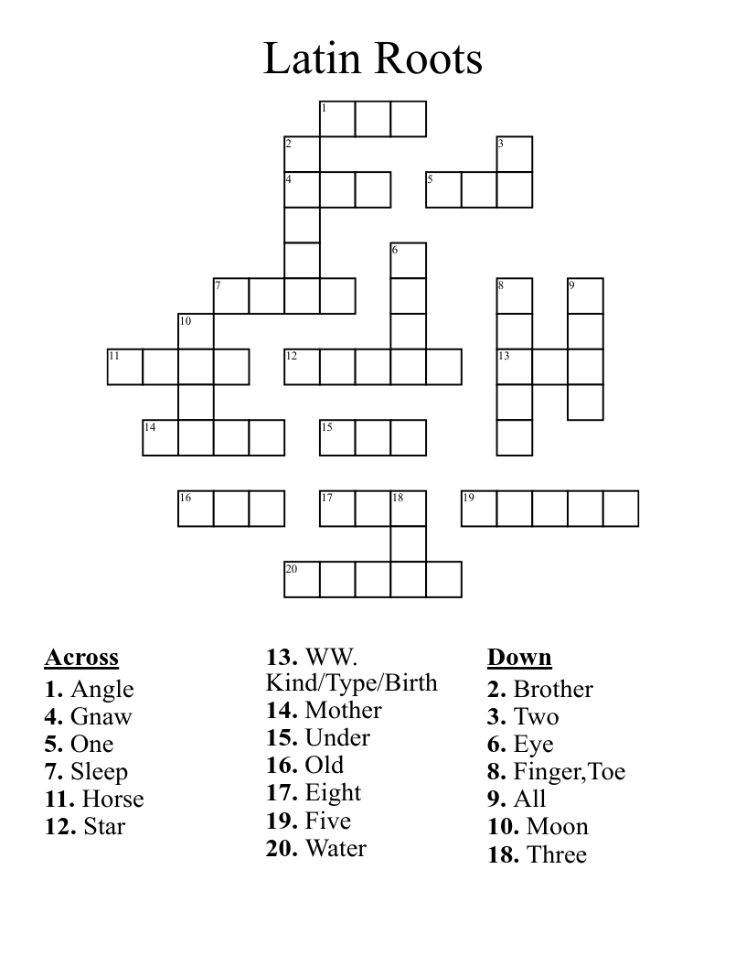 Latin Roots Crossword