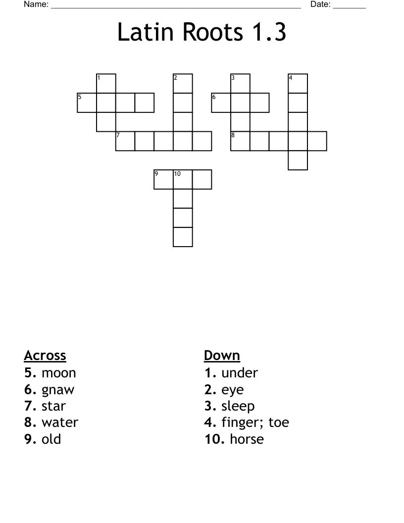 Latin Roots 1.3 Crossword