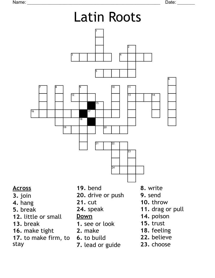 Latin Roots Crossword