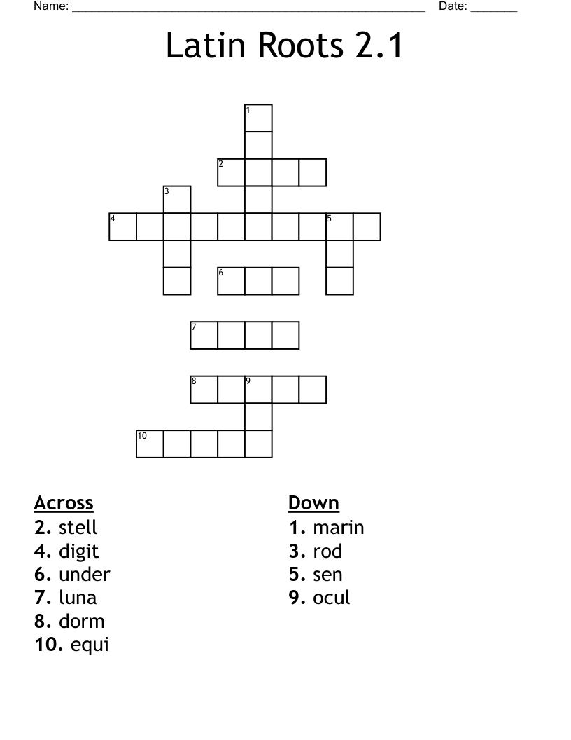 Latin Roots 2.1 Crossword
