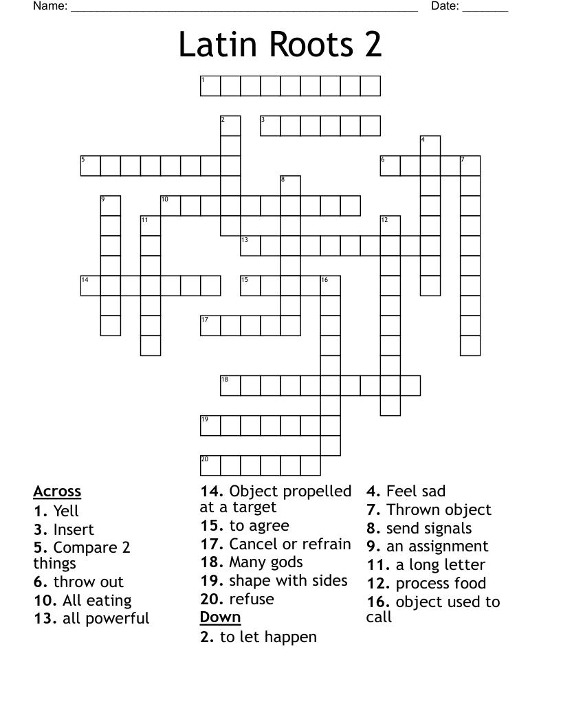 Latin Roots 2 Crossword