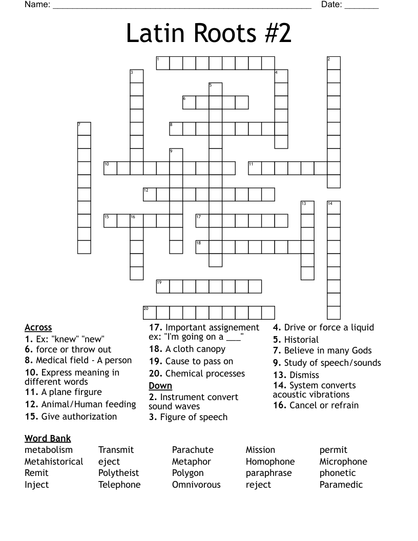 Latin Roots #2  Crossword