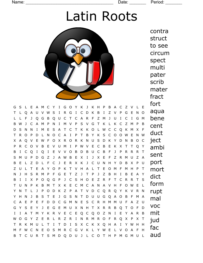 Latin Roots Word Search