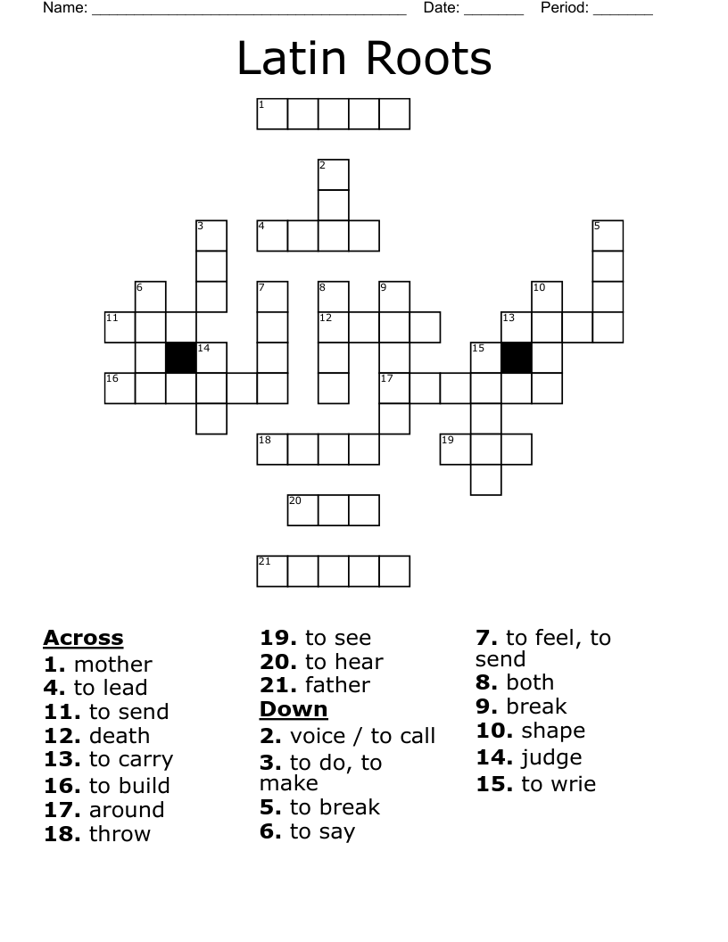 Latin Roots Crossword