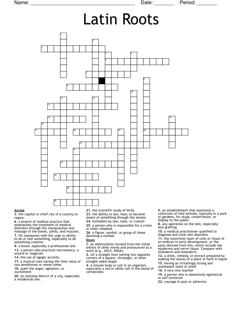 Latin Roots Crossword