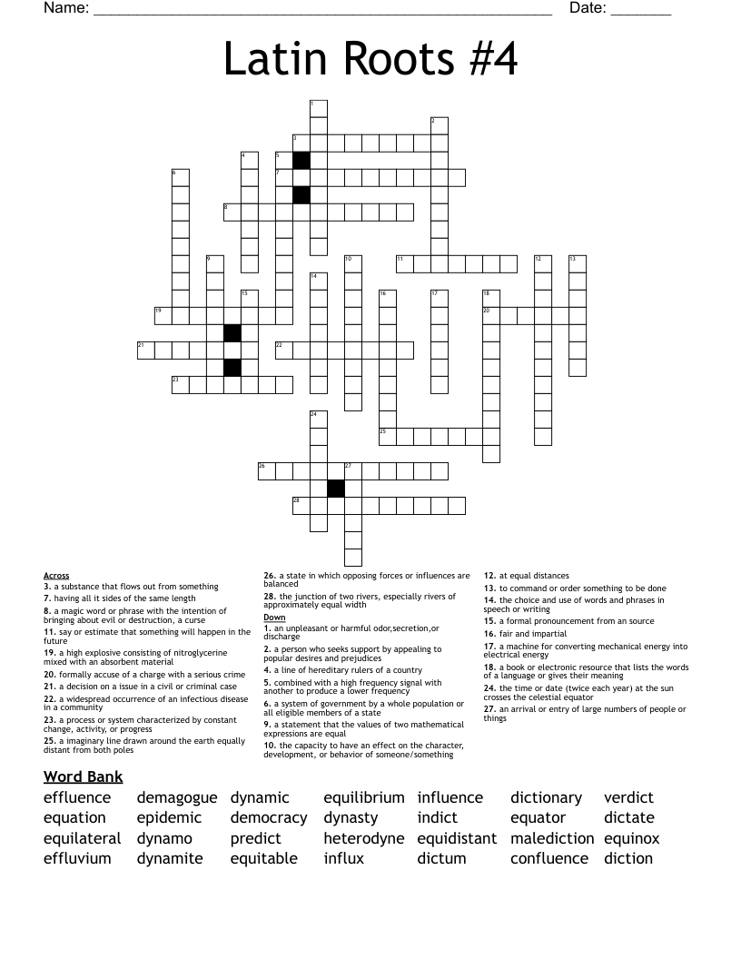Latin Roots #4 Crossword
