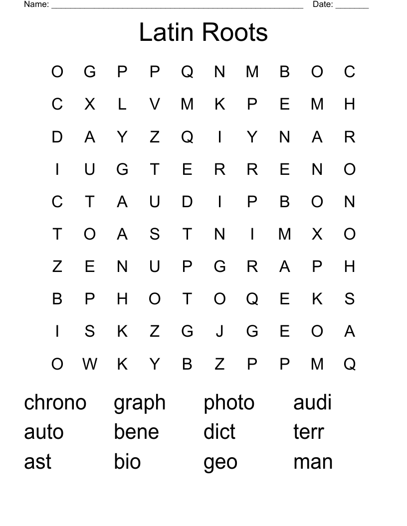 Latin Roots Word Search