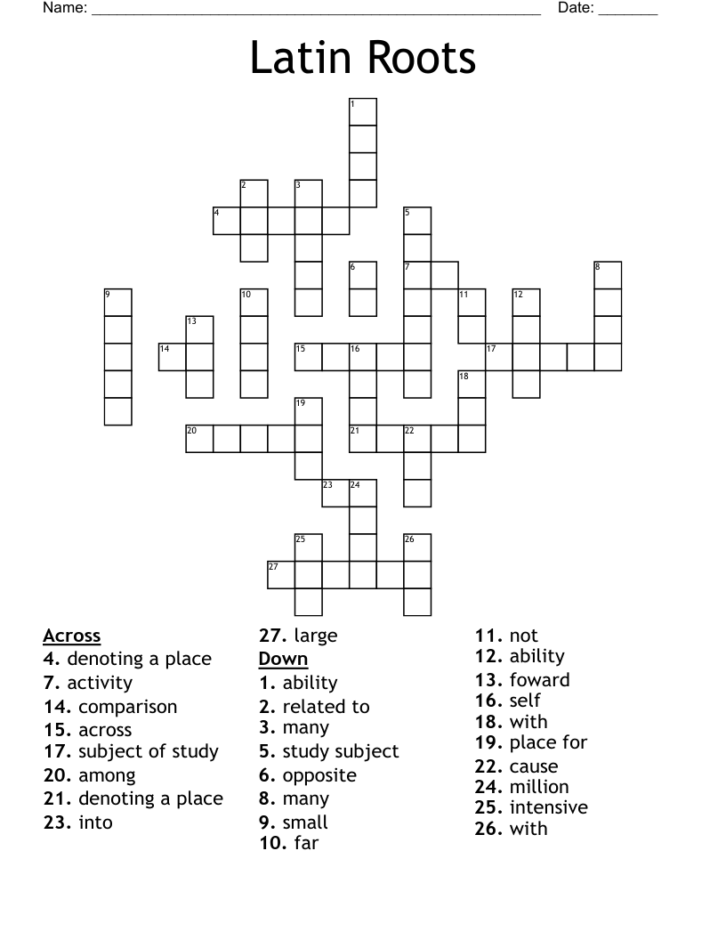 Latin Roots Crossword