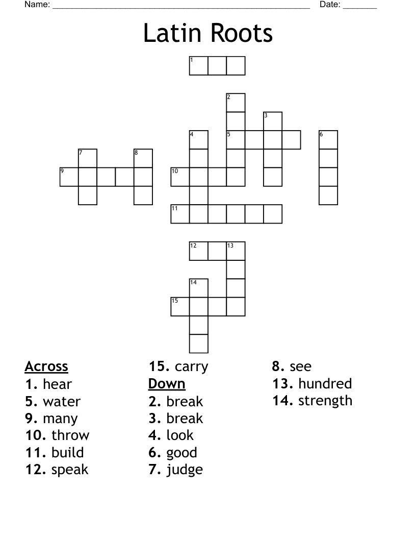 Latin Roots Crossword