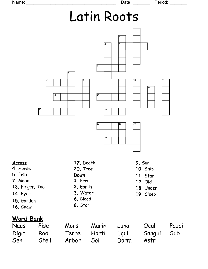 Latin Roots Crossword