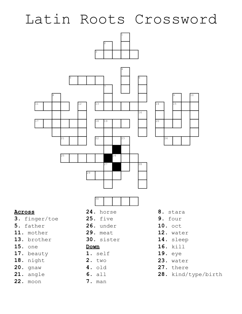 Latin Roots Crossword