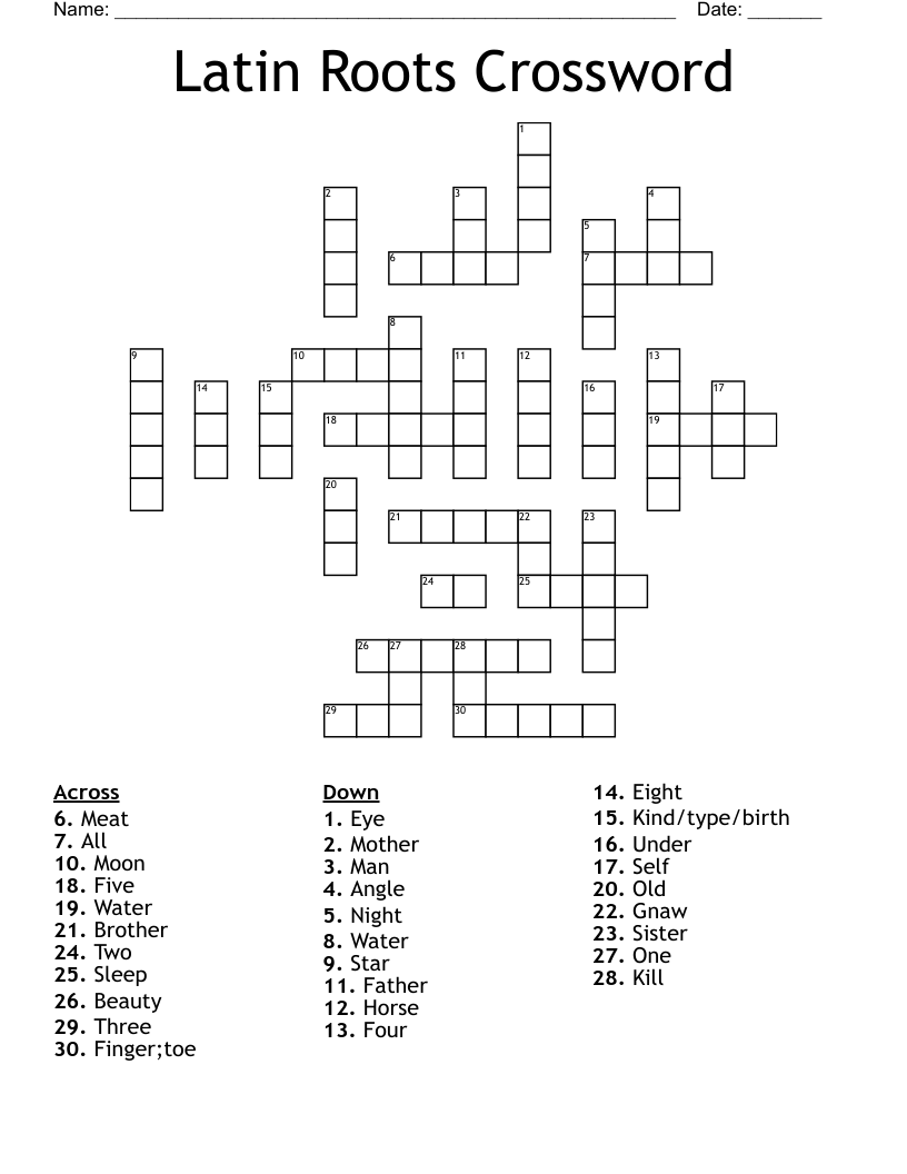 Latin Roots Crossword