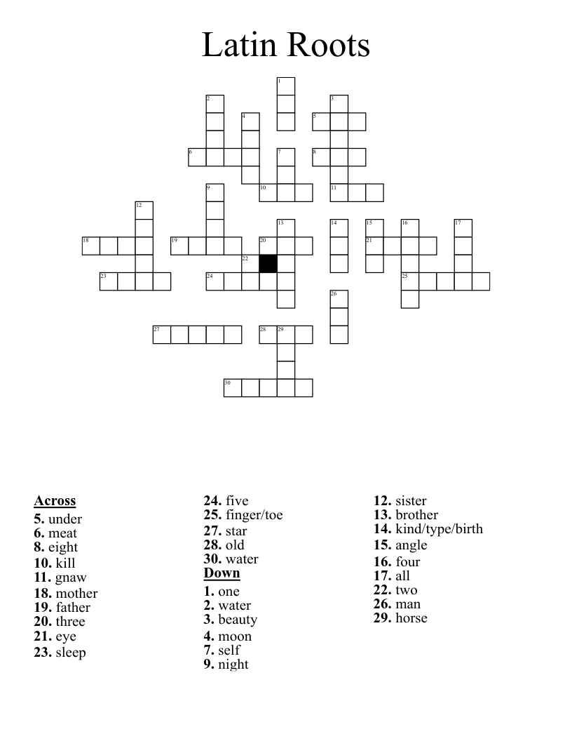 Latin Roots  Crossword
