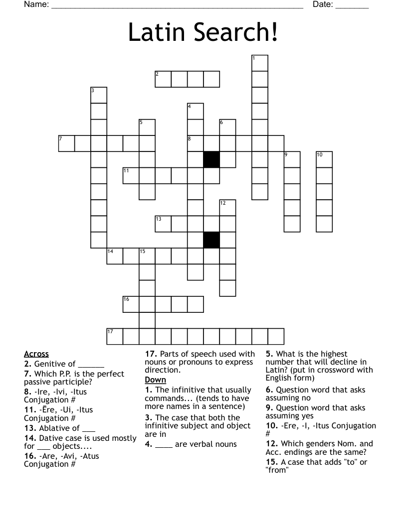 Latin Search! Crossword