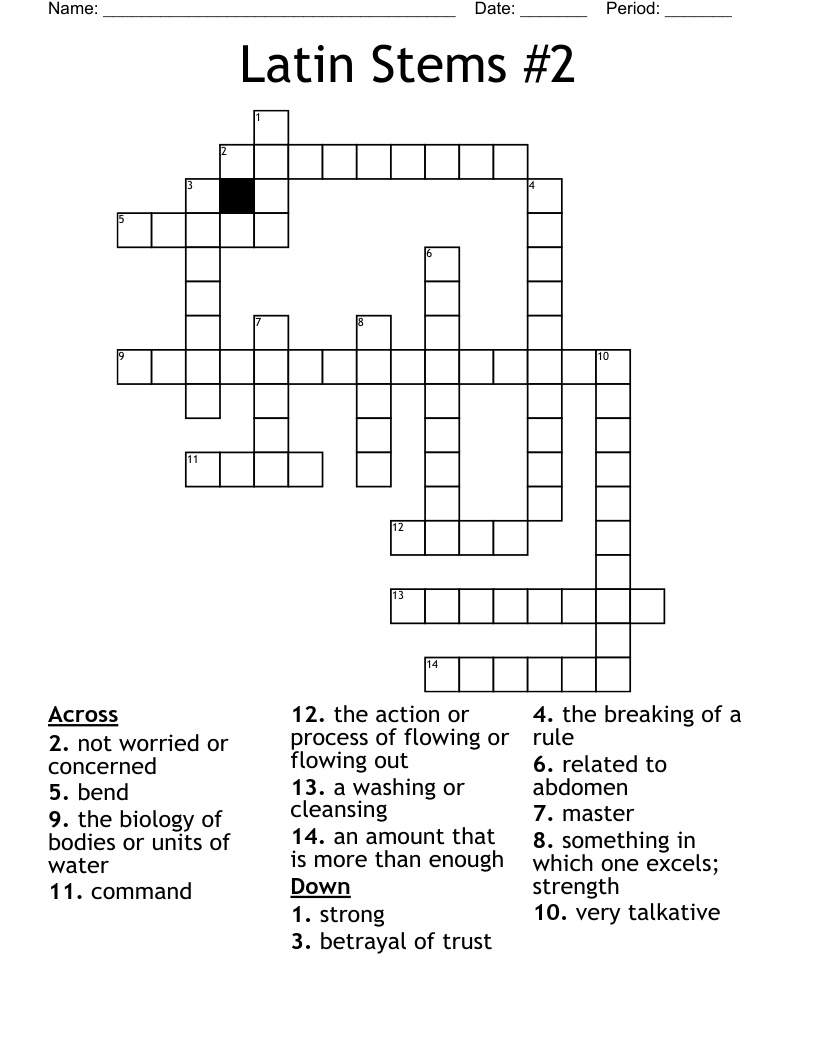 Latin Stems #2 Crossword